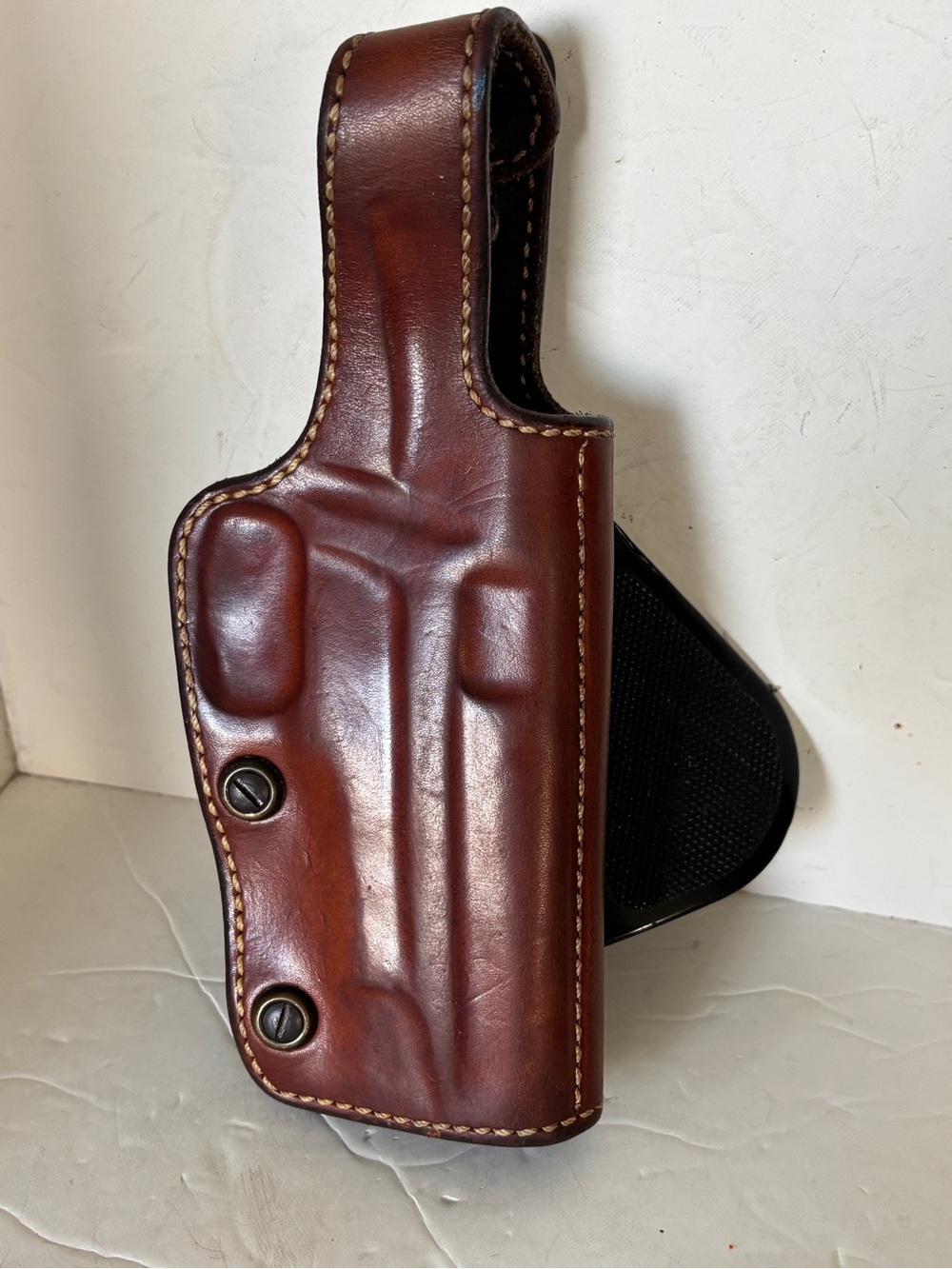 Galco Belt Holster - Brown Leather with black concealment paddle
